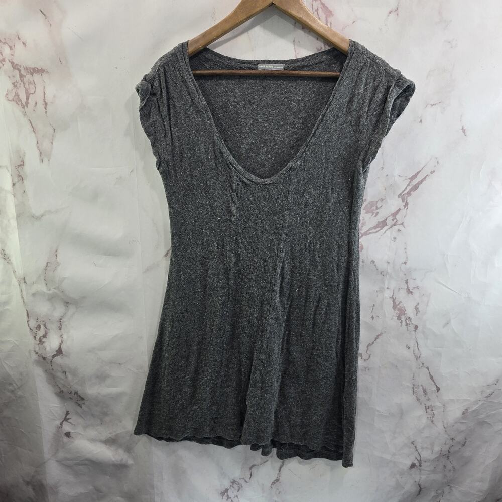 James Perse Dress Womens Small Gray Mini Short Sleeve Merino Boiled Wool